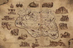 Poster Skyrim Illustrated Map 91.5x61cm