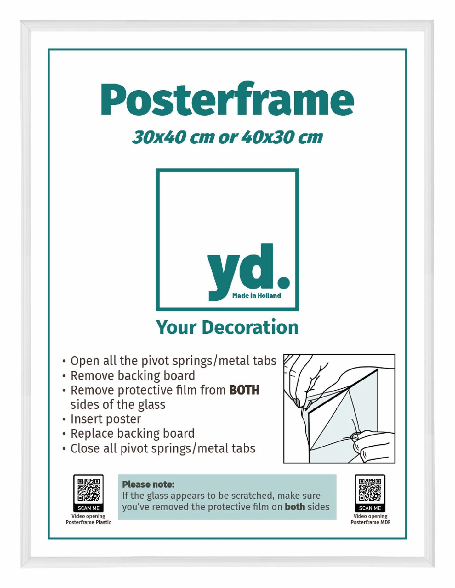 Posterrahmen 30x40cm Weiss Hochglanz Kunststoff Paris