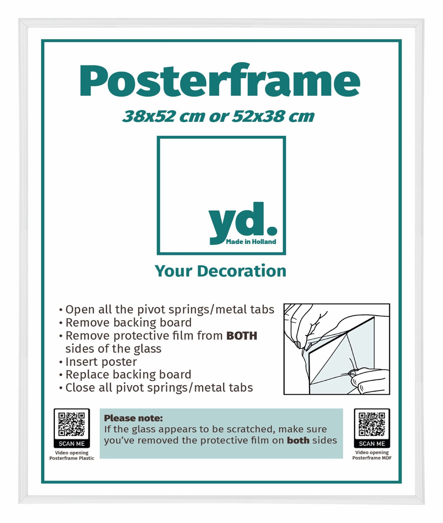 Posterrahmen 38x52cm Weiss Hochglanz Kunststoff Paris