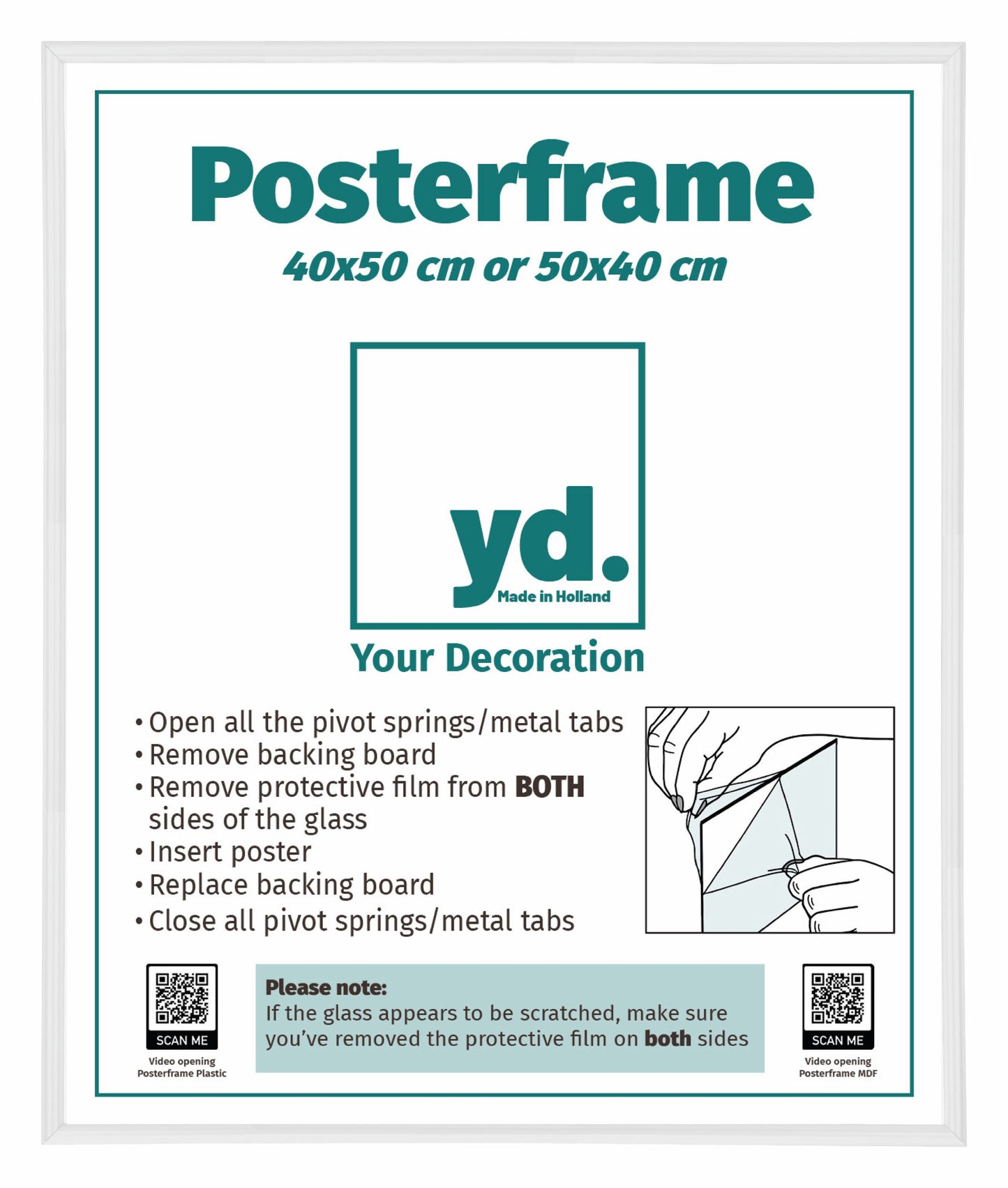 Posterrahmen 40x50cm Weiss Hochglanz Kunststoff Paris