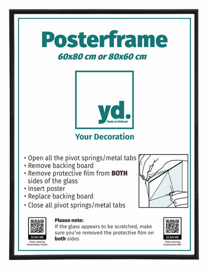 Posterrahmen 60x80cm Schwarz Matt Kunststoff Paris