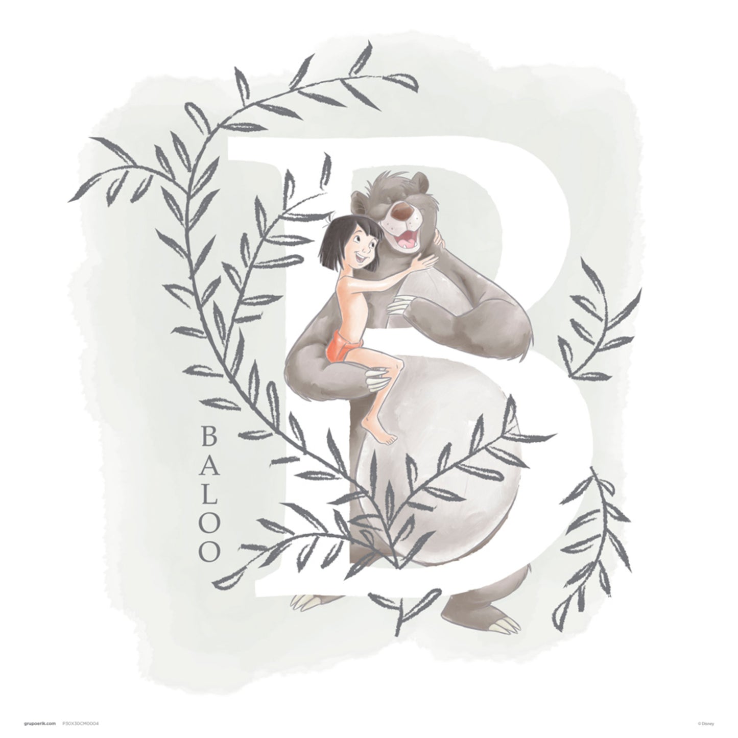 Kunstdruck Disney The Jungle Book 30x30cm