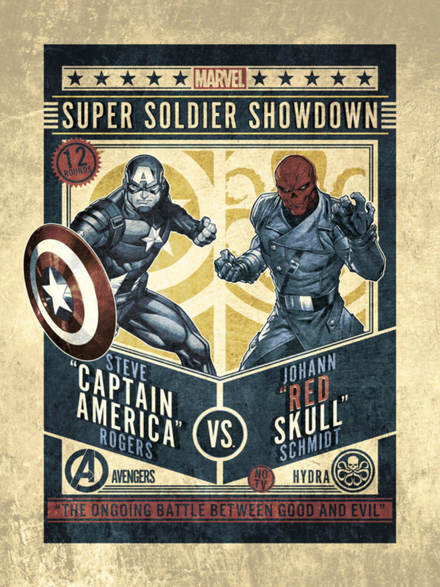 Kunstdruck Marvel Comics Captain America VS Red Skull 30x40cm