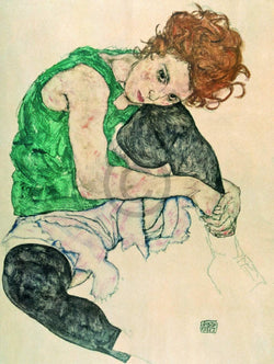 Kunstdruck Egon Schiele - Sitzende Frau mit hochgezogenen 60x80cm