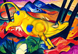Kunstdruck Franz Marc - Die gelbe Kuh 100x70cm