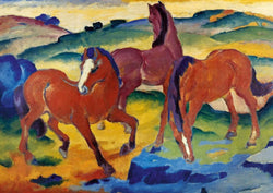 Kunstdruck Franz Marc - Die roten Pferde 29.7x21cm