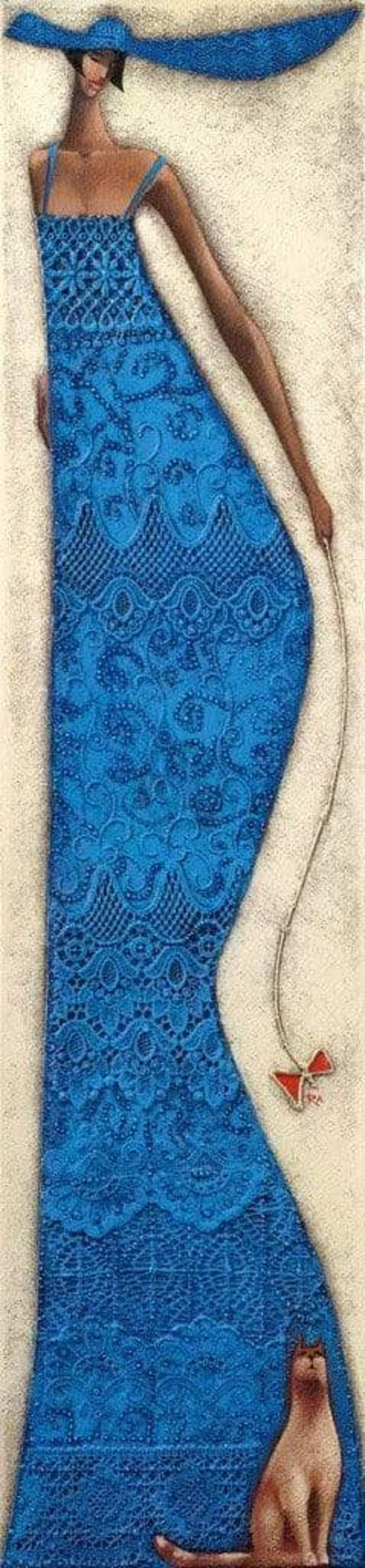 Kunstdruck Ira Tsantekidou - Lady in Blue 32x128cm