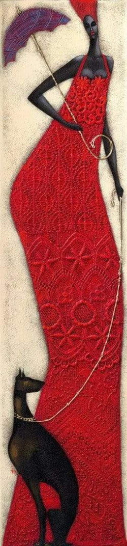Kunstdruck Ira Tsantekidou - Lady in Red 32x128cm