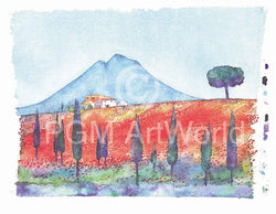 Kunstdruck Ralf Westphal - Soracte mit Mohnfeld/Latium 90x70cm