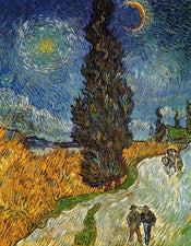 Kunstdruck Vincent Van Gogh - Landstrasse mit Zypresse und Stern 70x90cm