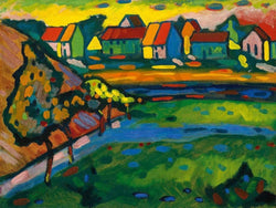 Kunstdruck Wassily Kandinsky - Bayrisches Dorf mit Feld 80x60cm