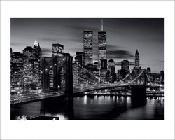 Kunstdruck Brooklyn Bridge at Night Black and White 50x40cm