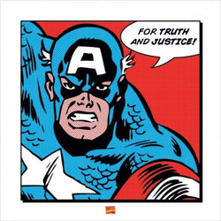 Kunstdruck Captain America - For truth and justice 40x40cm