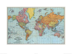 Kunstdruck Stanfords - General Map of the World 1920 60x80cm